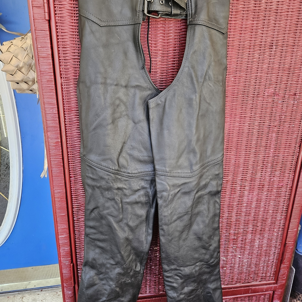 Women's Black Leather Overalls